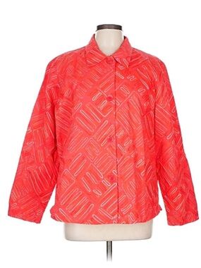 Coldwater Creek Coral/Red Patterned Women's Blazer Jacket